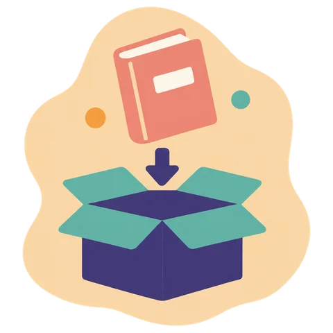 A book dropping into a gift box.